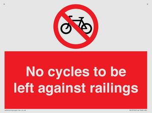 No cycles to be left against railings